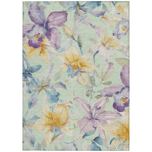 HomeRoots 10' X 14' Floral Mint Green Area Rug – Washable, Durable, Stain-Resistant for Indoor & Outdoor Use 640947