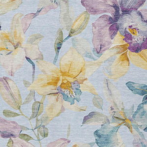 HomeRoots 10' Sky Blue Floral Area Rug - Versatile Washable Design for Indoor/Outdoor Spaces, Stain-Resistant! 640959