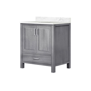 English Elm Distressed Grey 30" Bath Vanity with Carrara Marble Top, Solid Wood, Soft-Close Drawer, Storage (95) B2731P258790