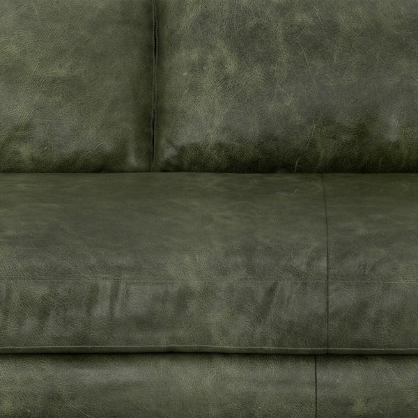 HomeRoots 72" Moss Green Leather Sofa with Brown Legs – Mid-Century Modern Style, Sleek Comfort for Living Room 640966