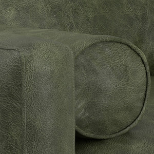 HomeRoots 72" Moss Green Leather Sofa with Brown Legs – Mid-Century Modern Style, Sleek Comfort for Living Room 640966