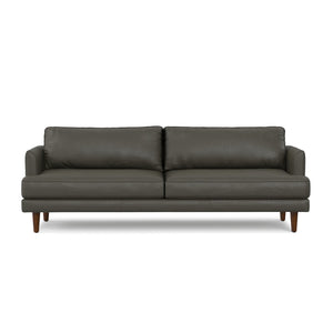 HomeRoots 90" Black Leather Sofa - Mid-Century Modern Design, Durable Frame, Removable Cushions, Seats 3 Comfortably 640967