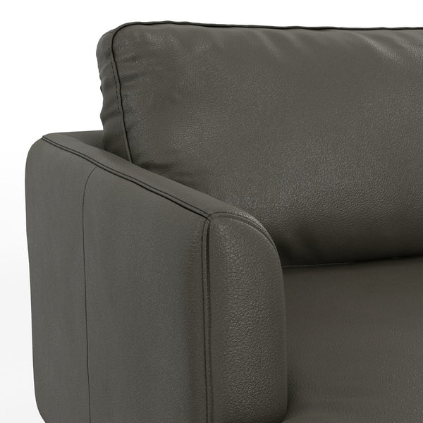 HomeRoots 90" Black Leather Sofa - Mid-Century Modern Design, Durable Frame, Removable Cushions, Seats 3 Comfortably 640967