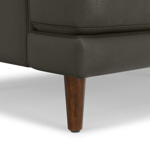 HomeRoots 90" Black Leather Sofa - Mid-Century Modern Design, Durable Frame, Removable Cushions, Seats 3 Comfortably 640967