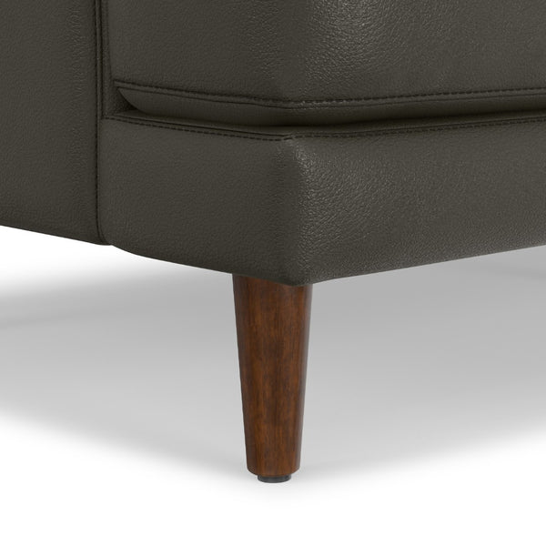 HomeRoots 90" Black Leather Sofa - Mid-Century Modern Design, Durable Frame, Removable Cushions, Seats 3 Comfortably 640967
