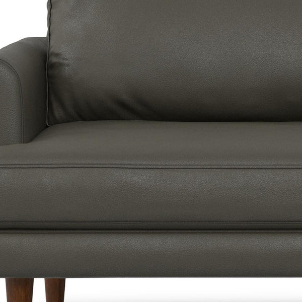 HomeRoots 90" Black Leather Sofa - Mid-Century Modern Design, Durable Frame, Removable Cushions, Seats 3 Comfortably 640967