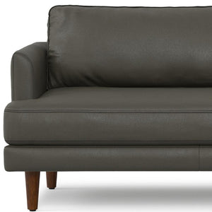 HomeRoots 90" Black Leather Sofa - Mid-Century Modern Design, Durable Frame, Removable Cushions, Seats 3 Comfortably 640967