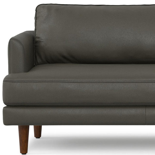 HomeRoots 90" Black Leather Sofa - Mid-Century Modern Design, Durable Frame, Removable Cushions, Seats 3 Comfortably 640967