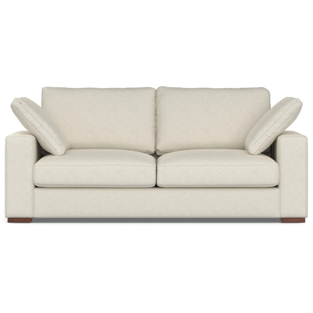 HomeRoots 78" Cream Fabric Sofa - Modern Elegance with Tufted Back, Brown Legs, Perfect for Small Spaces! 640968