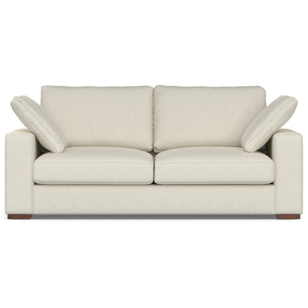 HomeRoots 78" Cream Fabric Sofa - Modern Elegance with Tufted Back, Brown Legs, Perfect for Small Spaces! 640968