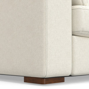 HomeRoots 78" Cream Fabric Sofa - Modern Elegance with Tufted Back, Brown Legs, Perfect for Small Spaces! 640968