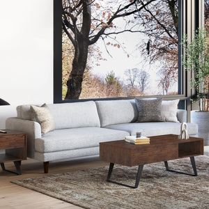 HomeRoots 90" Gray Fabric Sofa with Brown Legs - Mid-Century Modern Elegance, Cozy Comfort, and Durable Style 640969