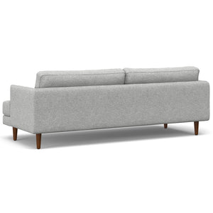 HomeRoots 90" Gray Fabric Sofa with Brown Legs - Mid-Century Modern Elegance, Cozy Comfort, and Durable Style 640969