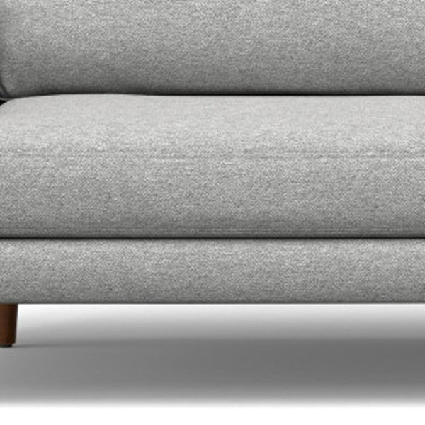 HomeRoots 90" Gray Fabric Sofa with Brown Legs - Mid-Century Modern Elegance, Cozy Comfort, and Durable Style 640969