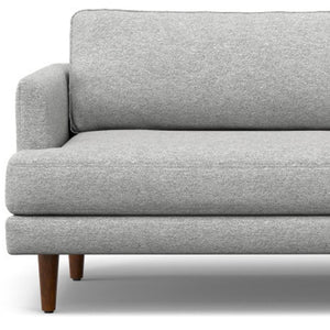 HomeRoots 90" Gray Fabric Sofa with Brown Legs - Mid-Century Modern Elegance, Cozy Comfort, and Durable Style 640969