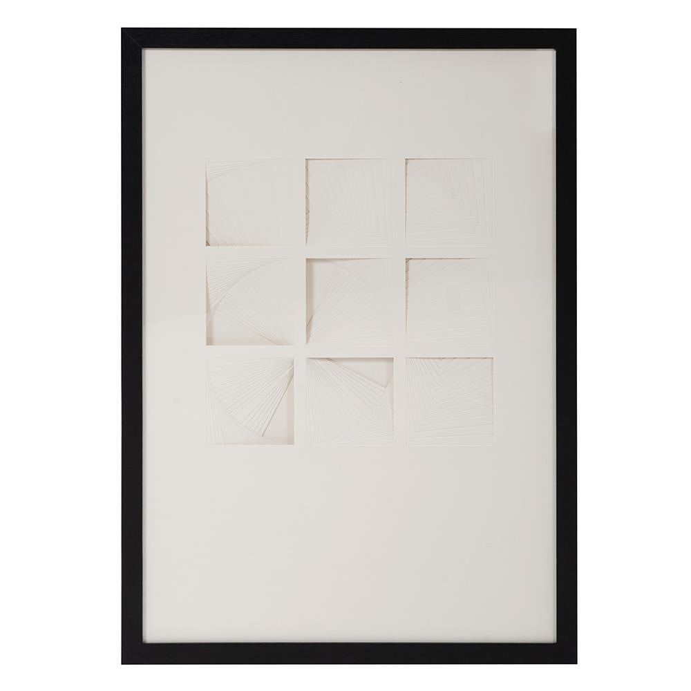 Howard Elliott Dimensional Geometric Shadowbox Art In Black Frame – Stunning Optical Illusion For Home Decor White Wood ,Paper 64097-howard-elliott