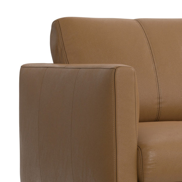 HomeRoots 60" Brown Leather Sofa with Contemporary Black Metal Legs - Stylish, Comfortable Seating for 2 640971