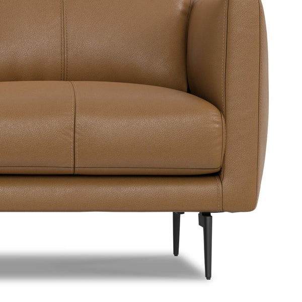 HomeRoots 60" Brown Leather Sofa with Contemporary Black Metal Legs - Stylish, Comfortable Seating for 2 640971