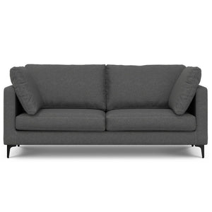 HomeRoots 76" Gray Fabric Sofa – Modern Mid-Century Design with Black Metal Legs for Ultimate Comfort & Style 640972