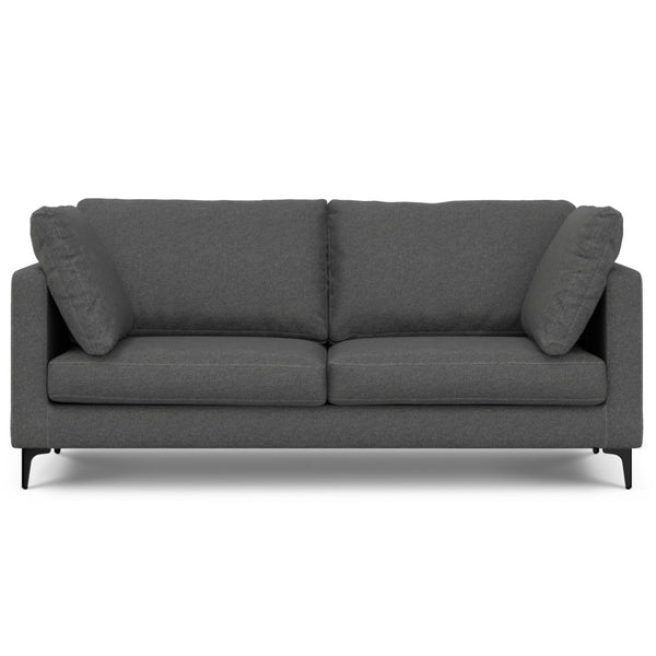 HomeRoots 76" Gray Fabric Sofa – Modern Mid-Century Design with Black Metal Legs for Ultimate Comfort & Style 640972