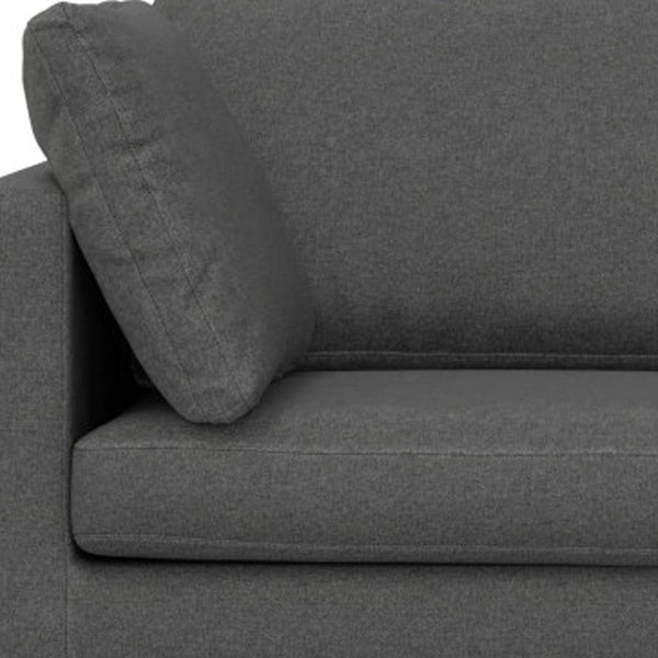 HomeRoots 76" Gray Fabric Sofa – Modern Mid-Century Design with Black Metal Legs for Ultimate Comfort & Style 640972