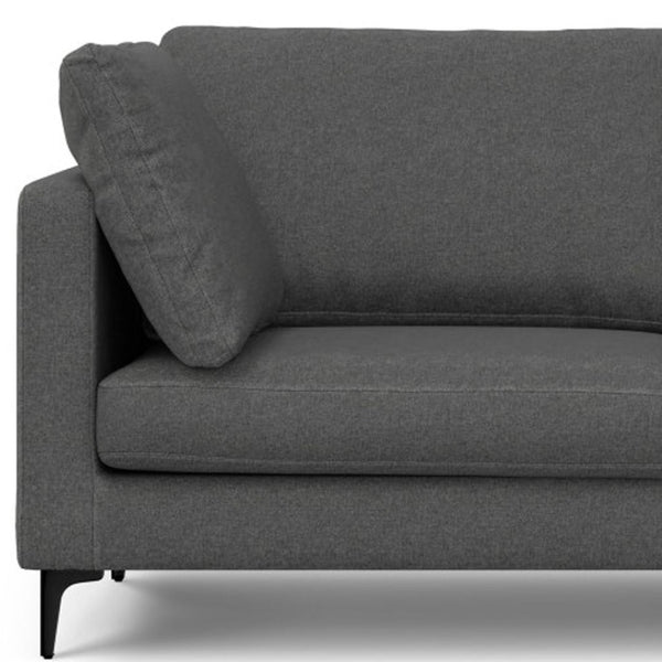 HomeRoots 76" Gray Fabric Sofa – Modern Mid-Century Design with Black Metal Legs for Ultimate Comfort & Style 640972