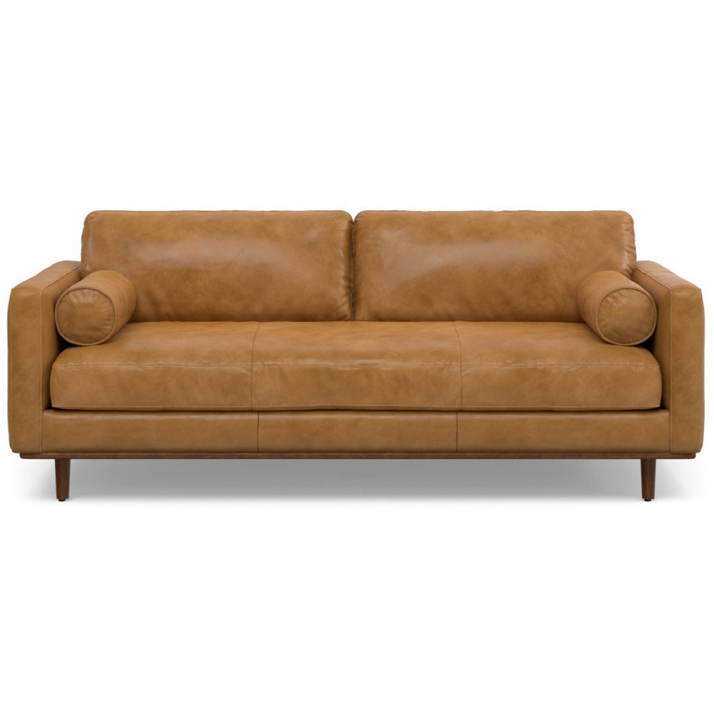HomeRoots 89" Sienna Leather Sofa - Mid-Century Modern Elegance with Plush Comfort & Durable Support Options 640973
