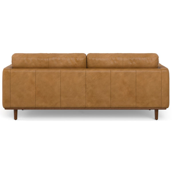 HomeRoots 89" Sienna Leather Sofa - Mid-Century Modern Elegance with Plush Comfort & Durable Support Options 640973