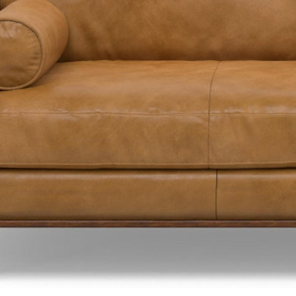 HomeRoots 89" Sienna Leather Sofa - Mid-Century Modern Elegance with Plush Comfort & Durable Support Options 640973