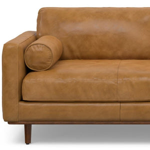 HomeRoots 89" Sienna Leather Sofa - Mid-Century Modern Elegance with Plush Comfort & Durable Support Options 640973