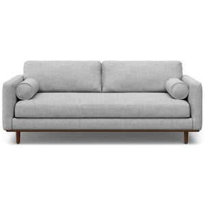 HomeRoots 89" Gray Fabric Sofa - Mid-Century Modern Design with Brown Legs, Cozy Seating for 3 People 640975