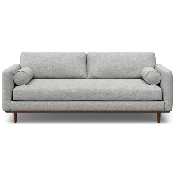 HomeRoots 89" Gray Fabric Sofa - Mid-Century Modern Design with Brown Legs, Cozy Seating for 3 People 640975