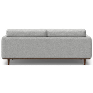 HomeRoots 89" Gray Fabric Sofa - Mid-Century Modern Design with Brown Legs, Cozy Seating for 3 People 640975