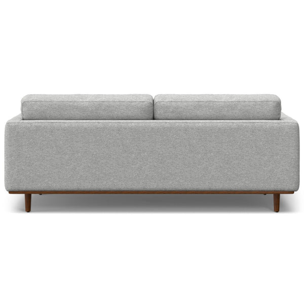 HomeRoots 89" Gray Fabric Sofa - Mid-Century Modern Design with Brown Legs, Cozy Seating for 3 People 640975