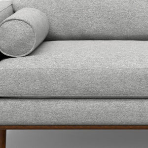 HomeRoots 89" Gray Fabric Sofa - Mid-Century Modern Design with Brown Legs, Cozy Seating for 3 People 640975