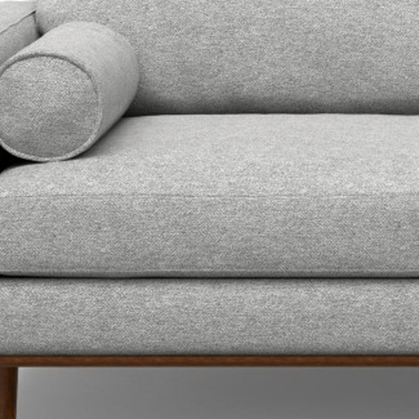 HomeRoots 89" Gray Fabric Sofa - Mid-Century Modern Design with Brown Legs, Cozy Seating for 3 People 640975