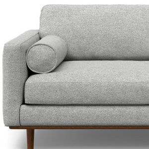 HomeRoots 89" Gray Fabric Sofa - Mid-Century Modern Design with Brown Legs, Cozy Seating for 3 People 640975