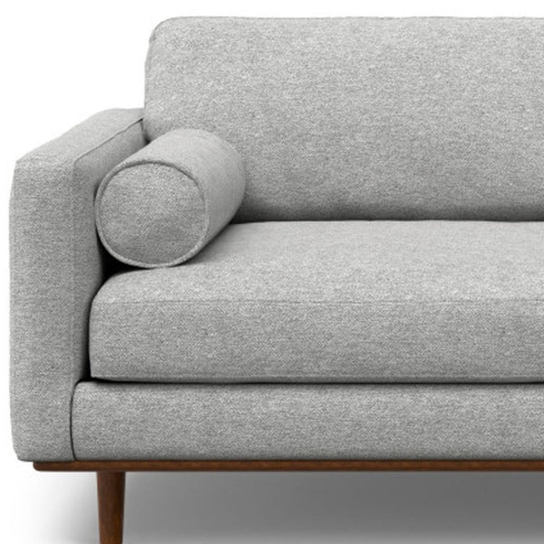 HomeRoots 89" Gray Fabric Sofa - Mid-Century Modern Design with Brown Legs, Cozy Seating for 3 People 640975