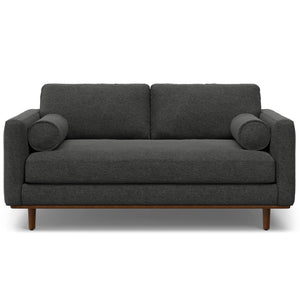 HomeRoots 72" Gray Fabric Sofa with Stylish Brown Legs - Mid-Century Modern Design for Comfort & Elegance 640976