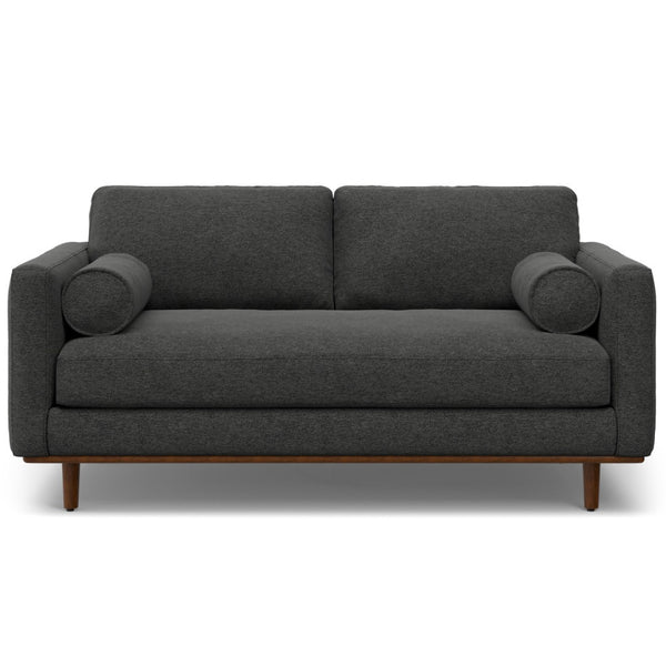 HomeRoots 72" Gray Fabric Sofa with Stylish Brown Legs - Mid-Century Modern Design for Comfort & Elegance 640976