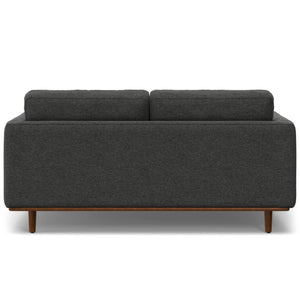 HomeRoots 72" Gray Fabric Sofa with Stylish Brown Legs - Mid-Century Modern Design for Comfort & Elegance 640976