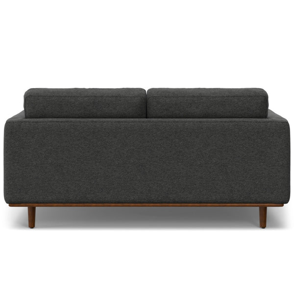 HomeRoots 72" Gray Fabric Sofa with Stylish Brown Legs - Mid-Century Modern Design for Comfort & Elegance 640976
