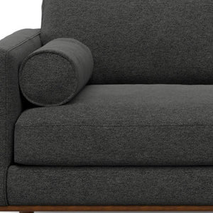 HomeRoots 72" Gray Fabric Sofa with Stylish Brown Legs - Mid-Century Modern Design for Comfort & Elegance 640976