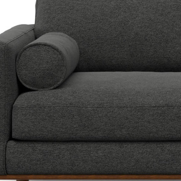HomeRoots 72" Gray Fabric Sofa with Stylish Brown Legs - Mid-Century Modern Design for Comfort & Elegance 640976