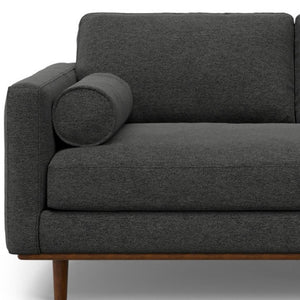 HomeRoots 72" Gray Fabric Sofa with Stylish Brown Legs - Mid-Century Modern Design for Comfort & Elegance 640976