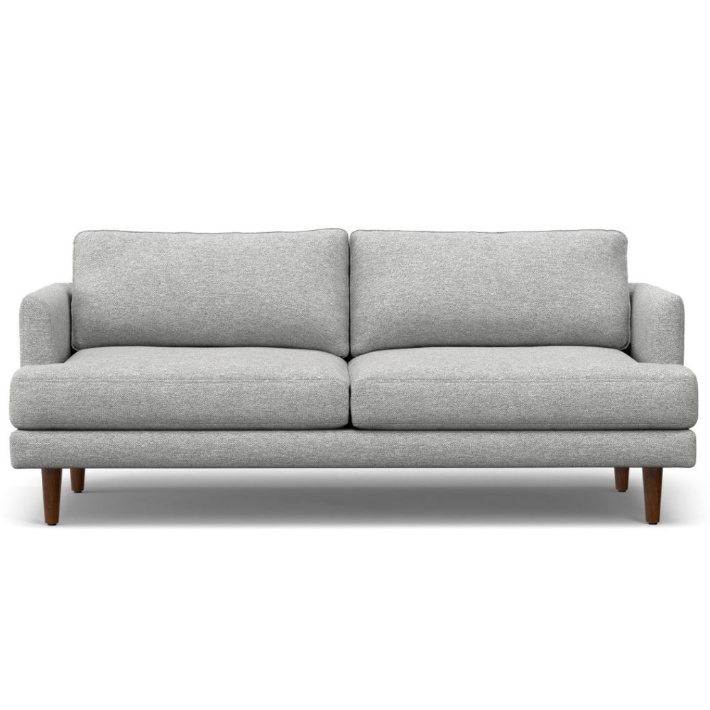 HomeRoots 76" Gray Fabric Sofa with Brown Legs - Stylish Mid-Century Modern Design for Comfort & Durability 640978