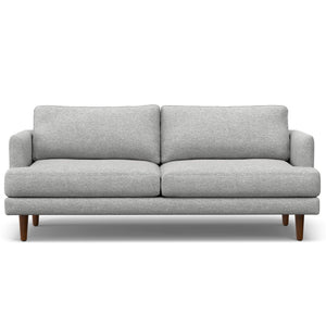 HomeRoots 76" Gray Fabric Sofa with Brown Legs - Stylish Mid-Century Modern Design for Comfort & Durability 640978