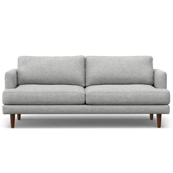 HomeRoots 76" Gray Fabric Sofa with Brown Legs - Stylish Mid-Century Modern Design for Comfort & Durability 640978