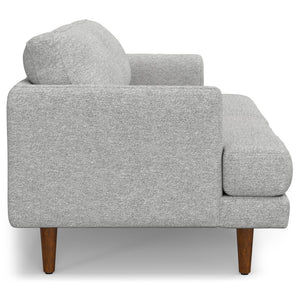 HomeRoots 76" Gray Fabric Sofa with Brown Legs - Stylish Mid-Century Modern Design for Comfort & Durability 640978