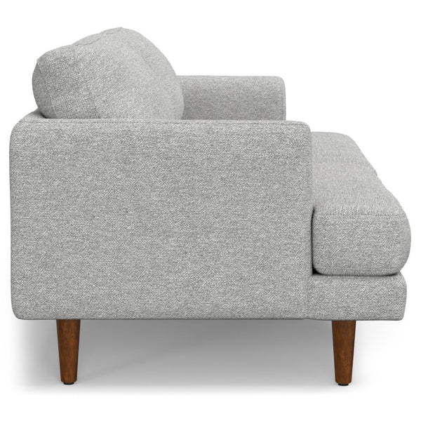 HomeRoots 76" Gray Fabric Sofa with Brown Legs - Stylish Mid-Century Modern Design for Comfort & Durability 640978